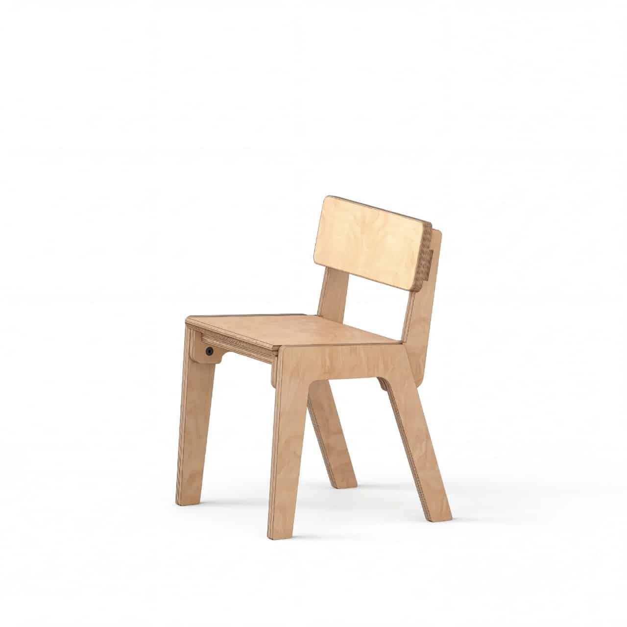 כיסא ילדים מעץ ליבנה Twoseat – כיסא עץ מינימליסטי לחדר ילדים, עיצוב סקנדינבי, ייצור ישראלי