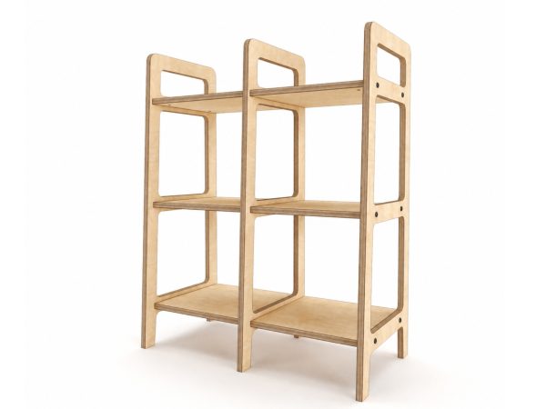 שידת כוורת 4 BOX מעץ ליבנה לחדר ילדים, ארבעה תאים פתוחים שווים בגימור טבעי – RANCO