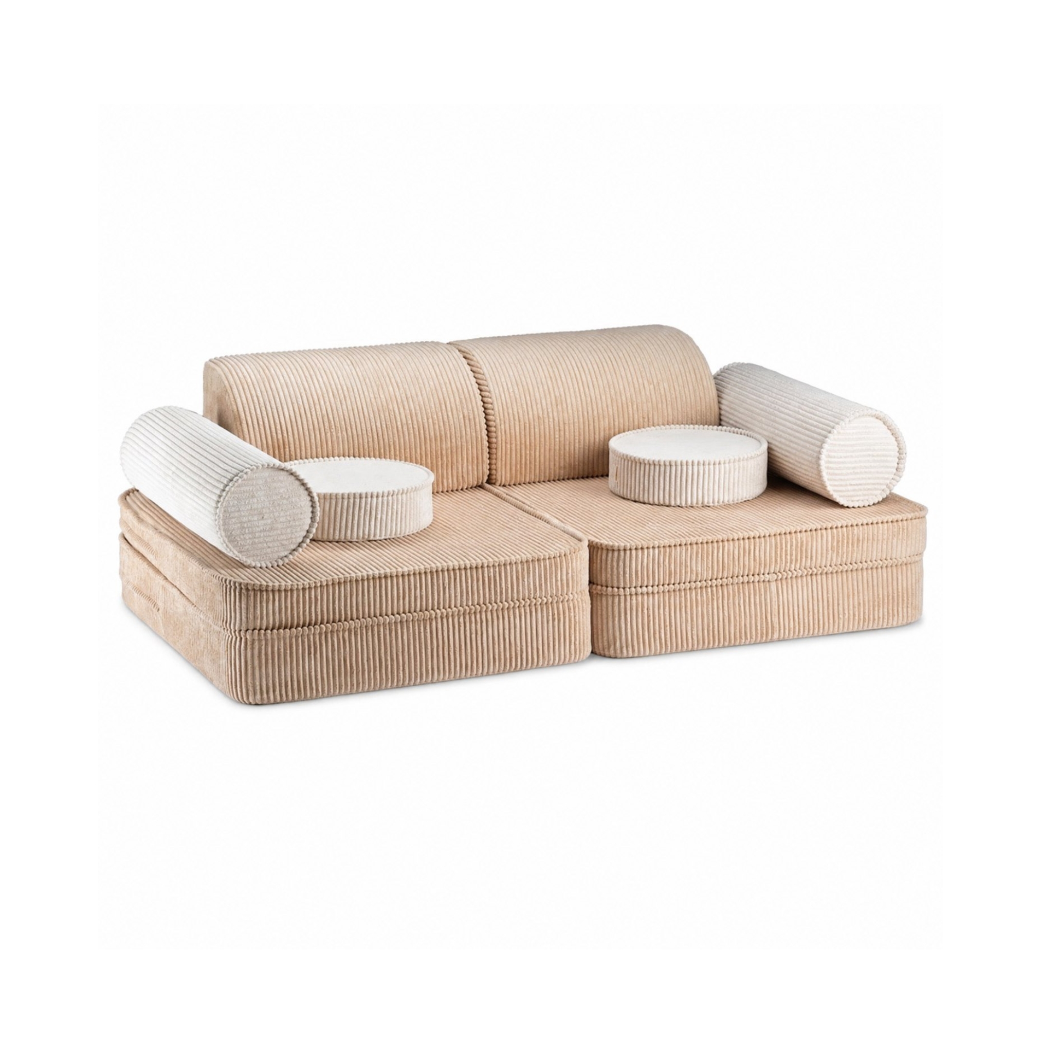 ספה מודולרית SETTEE מבד קורדרוי בז' לילדים, תשעה חלקים מרופדים להרכבה ומשחק – RANCO
