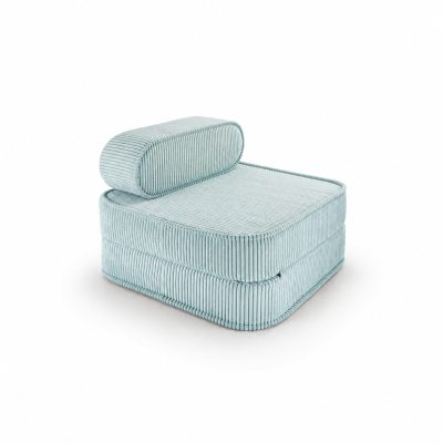 כורסא Flip Chair של RANCO בריפוד קורדרוי תכלת מנטה, נפתחת למזרן