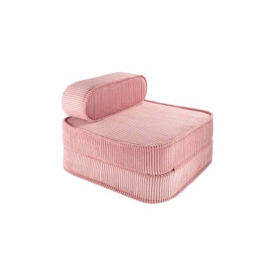 כורסא Flip Chair של RANCO בריפוד קורדרוי ורוד פסטל, נפתחת למזרן ילדים