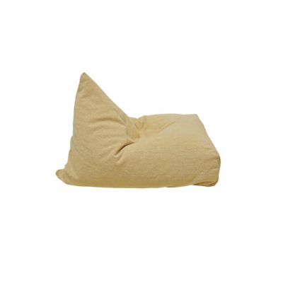 פוף Chair של RANCO בריפוד אריג חרדל-צהוב, צורת פירמידה משולשת