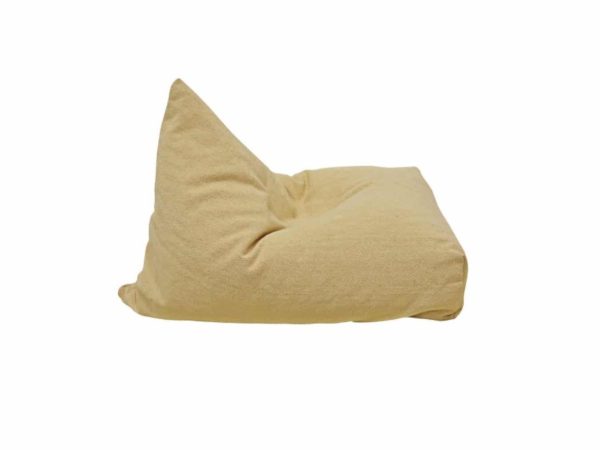 פוף Chair של RANCO בריפוד אריג חרדל-צהוב, צורת פירמידה משולשת