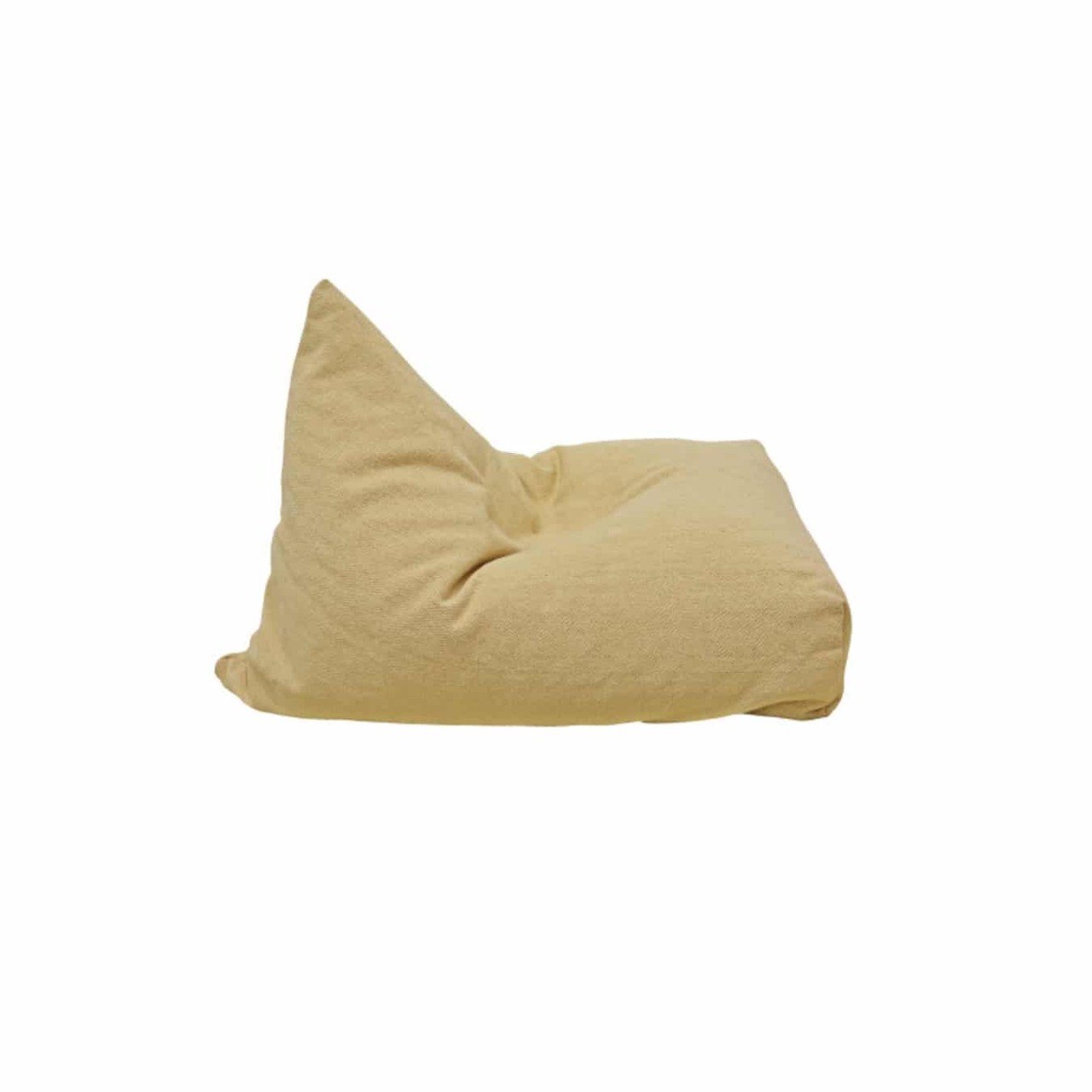 פוף Chair של RANCO בריפוד אריג חרדל-צהוב, צורת פירמידה משולשת